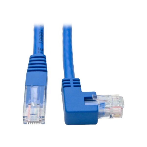 Tripp Lite series Right-Angle Cat6 Gigabit Molded UTP Ethernet Cable (RJ45 Right-Angle M to RJ45 M), Blue, 1 ft. (0.31 m)