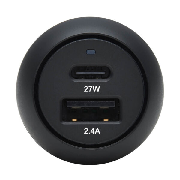 f7bce6dc16e5c03e43c7fc01795a7009 Tripp Lite series Dual-Port USB Car Charger with 39W Charging - USB-C (27W) PD 3.0, USB-A (12W), Black