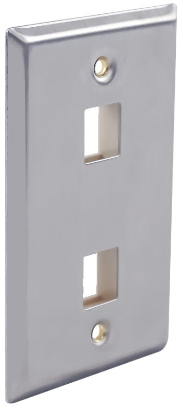 SSFP-02P-S Image Stainless Steel, Single Gang, 2-Port, W/O Window Label Faceplate