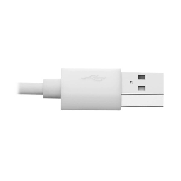 f818cf6fe7531f69b6fe8be548326af5 Tripp Lite series USB-A to Right-Angle Lightning Sync/Charge Cable, MFi Certified - White, M/M, USB 2.0, 6 ft. (1.83 m)