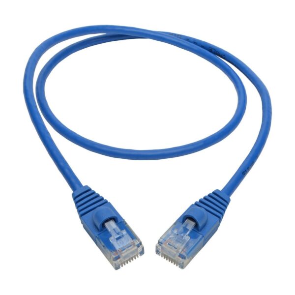 Tripp Lite series Cat6a 10G Snagless Molded Slim UTP Ethernet Cable (RJ45 M/M), Blue, 2 ft. (0.61 m)