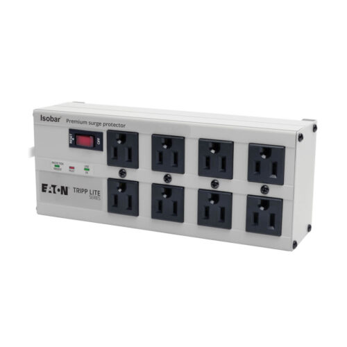 Tripp Lite series Isobar 8-Outlet Surge Protector, 12 ft. Cord with Right-Angle Plug, 3840 Joules, Diagnostic LEDs, Metal Housing