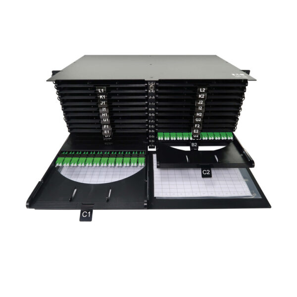 Tripp Lite series High-Density Panel Fiber Splice Enclosure - 24 Splicing Cassettes, 576 LC/APC SM 0.9 mm, 1.5 m Pigtail, 4U Rack