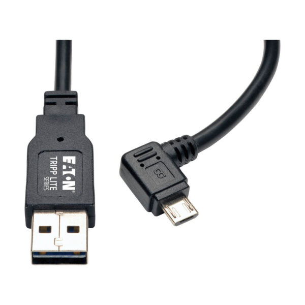 f893ad8a79a2d7cd06d3f0963fb16bba Tripp Lite series Dedicated Reversible USB Charging Cable (Reversible A to Right-Angle 5-Pin Micro B) Black, 3 ft. (0.91 m)