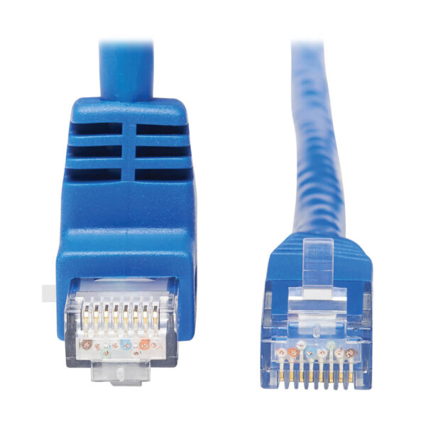 Tripp Lite series Up-Angle Cat6 Gigabit Molded UTP Ethernet Cable (RJ45 Right-Angle Up M to RJ45 M), Blue, 15 ft. (4.57 m)