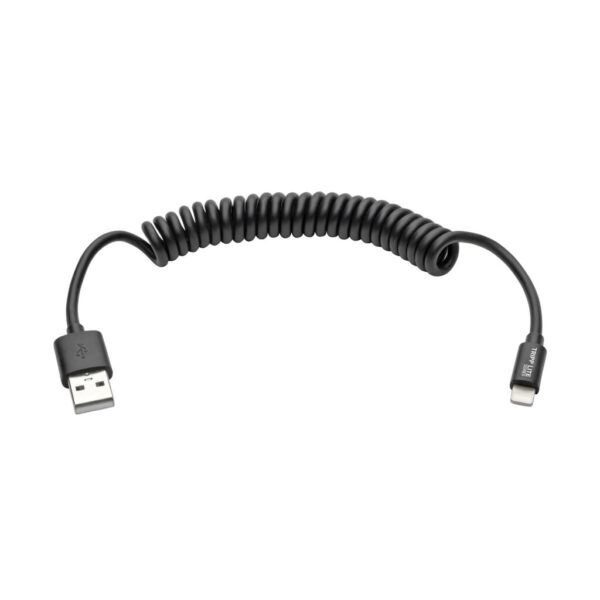 f9da01c8eb2f7634a74771c1e29a6455 Tripp Lite series USB-A to Lightning Sync/Charge Coiled Cable (M/M) - MFi Certified, Black, 4 ft. (1.2 m)