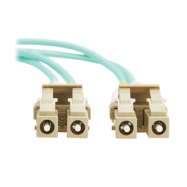 fa1429420532f531e4284299541db05e-1 Tripp Lite series 10Gb/40Gb/100Gb Duplex Multimode 50/125 OM4 LSZH Fiber Patch Cable (LC/LC), Aqua, 1M (3.3 ft.), TAA