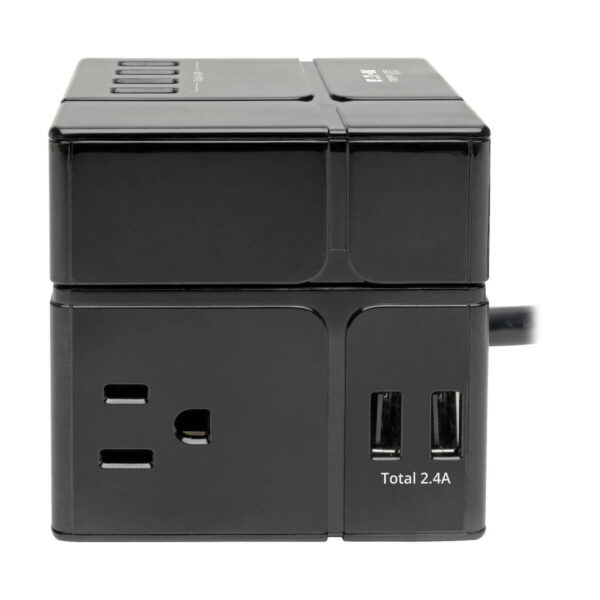 Tripp Lite series Protect It! 3-Outlet Power Cube Surge Protector - 6 USB-A Ports (7.2A Shared), 6 ft. (1.83 m) Cord, 540 Joules, Black