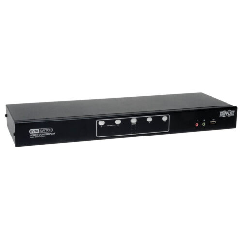 Tripp Lite series 4-Port Dual Monitor DVI KVM Switch with Audio and USB 2.0 Hub, Cables included, TAA