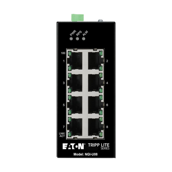 Tripp Lite series 8-Port Unmanaged Industrial Gigabit Ethernet Switch - 10/100/1000 Mbps, DIN Mount, TAA