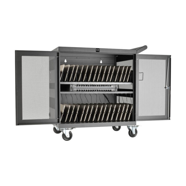 Tripp Lite series Multi-Device Charging Cart, 32 USB Ports, iPad and Android Tablets, Wall-Mount Option, Black