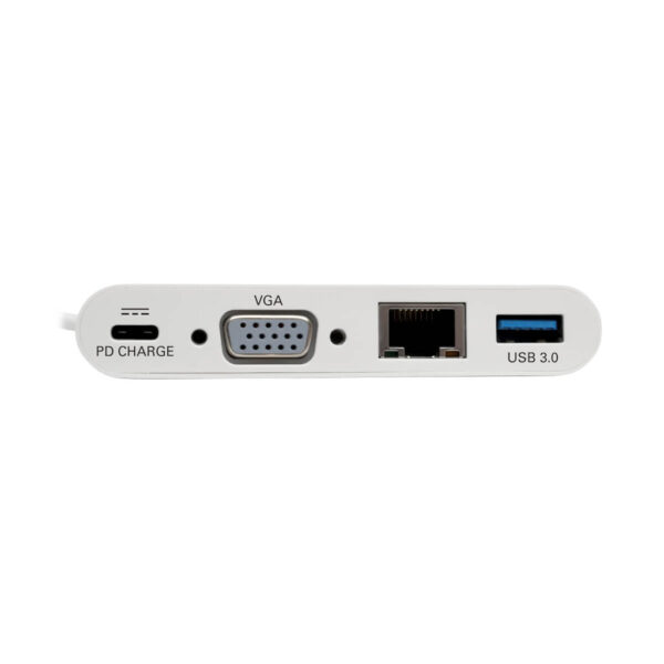 fafb3d6f6a6ca2c7141c3c49a5133a36 Tripp Lite series USB-C Multiport Adapter, VGA, USB 3.x (5Gbps) Hub Port, Gigabit Ethernet and 60W PD Charging, White