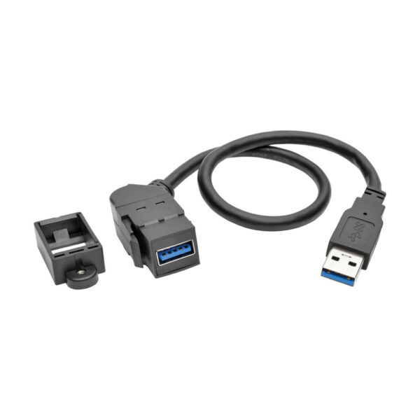 fb189419fc4a9c8b76baf648f94fae33 Tripp Lite series USB 3.0 All-in-One Keystone/Panel Mount Extension Cable (M/F), Angled Connector, Black, 1 ft. (0.31 m)