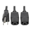 Tripp Lite series Y Splitter Power Cable, NEMA 5-15P to 2x C13 - 10A, 125V, 18 AWG, 1.5 ft. (0.45 m), Black