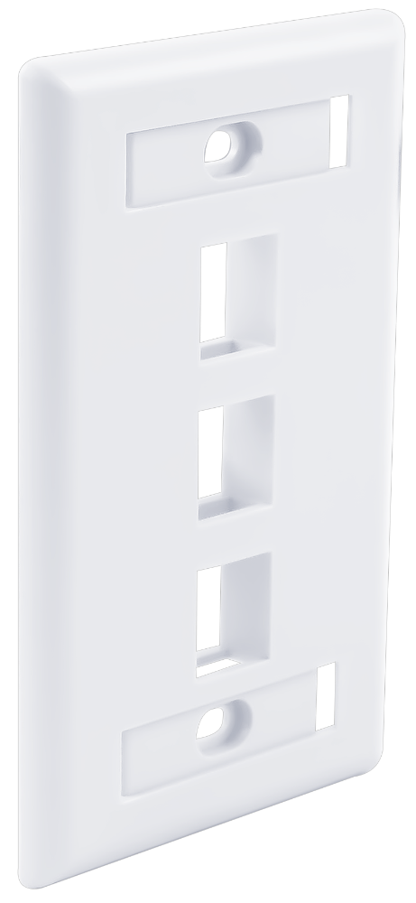 3-Port Single Gang, Flush Style, Faceplate, W/Window Labels White