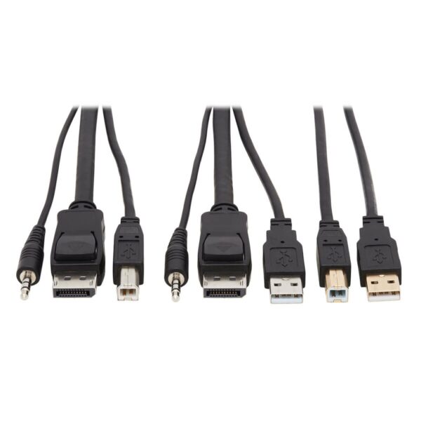 Tripp Lite series DisplayPort KVM Cable Kit - DP, USB, 3.5 mm Audio (3xM/3xM) + USB (M/M), 4K, 4:4:4, 10 ft. (3.05 m), Black