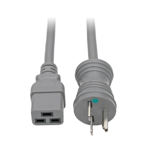 Tripp Lite series Hospital-Grade Power Cord, NEMA 6-15P to C19 - Heavy-Duty, Green Dot, 15A, 250V, 14 AWG, 6 ft. (1.83 m), Gray