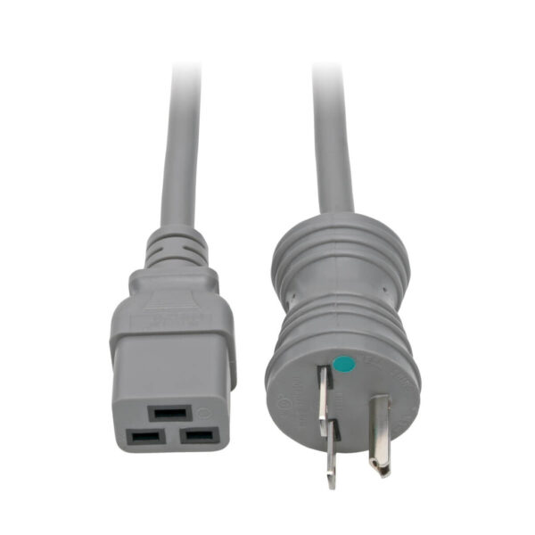 fd1f9587f98764bfde10b76d3c291b31 Tripp Lite series Hospital-Grade Power Cord, NEMA 6-15P to C19 - Heavy-Duty, Green Dot, 15A, 250V, 14 AWG, 6 ft. (1.83 m), Gray