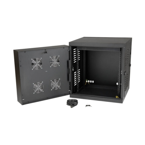 Tripp Lite series SmartRack 12U Switch-Depth Wall-Mount Small Rack Enclosure for Harsh Environments, Hinged Back
