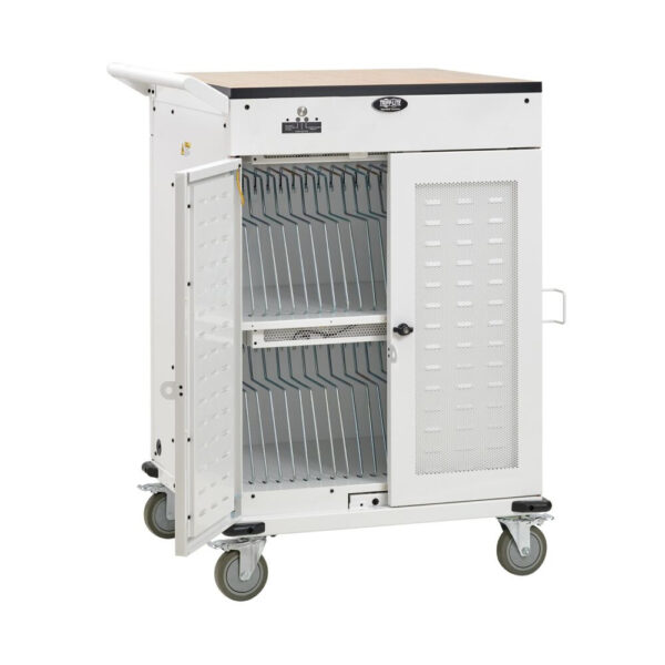 Tripp Lite Safe-IT 36-Device UV Charging Cart for Laptops and Chromebooks, 120V, 5-15P, 10 ft. Cord, Antimicrobial, White - CSC36VACUVC