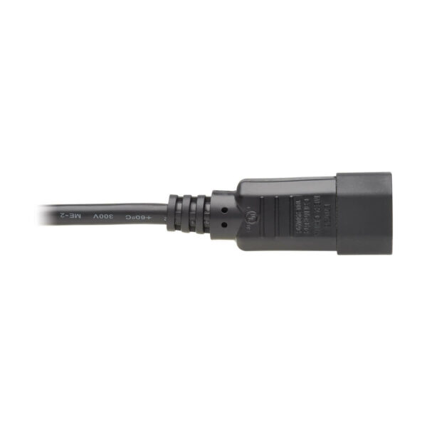 Tripp Lite series Power Extension Cord, Right-Angle C13 to C14 PDU Style - 10A, 250V, 18 AWG, 2 ft. (0.61 m), Black