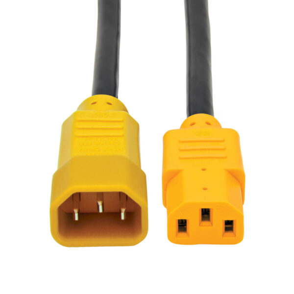 Tripp Lite series Heavy-Duty PDU Power Cord, C13 to C14 - 15A, 250V, 14 AWG, 6 ft. (1.83 m), Yellow Plugs