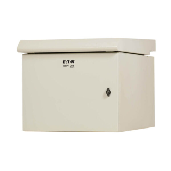 fdb897182893beb67f453803c944d628 Tripp Lite series SmartRack Industrial Enclosure - NEMA 3R, Wall Mount, Metal, Locking, Hinged Back, Fan With Thermal Switch, 32 in. Depth, 9U, Gray