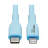 fde79566c0999cfcc08dbe89f701a6c6 Tripp Lite Safe-IT USB-C to Lightning Antibacterial Sync/Charge Cable (M/M), Ultra Flexible, MFi Certified, Light Blue, 6 ft. - M102AB-006-S-LB