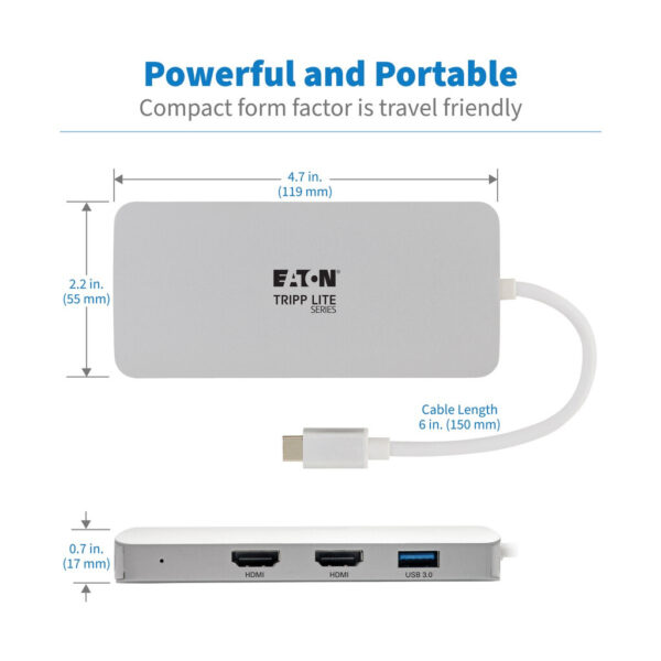 Tripp Lite series USB-C Dock, Triple Display - HDMI, VGA, USB 3.x (5Gbps), USB-A Hub, 60W PD Charging
