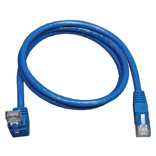 fefdb66d7f55d9e4b6e7be579ada761c-1 Tripp Lite series Up-Angle Cat6 Gigabit Molded UTP Ethernet Cable (RJ45 Right-Angle Up M to RJ45 M), Blue, 10 ft. (3.05 m)
