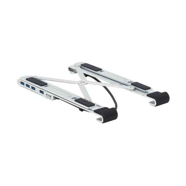 ff13c2e2f5bf3a2817d9d70817487f8c Tripp Lite series 4-Port USB-C Hub with Laptop Stand - USB 3.x (5Gbps), 4x USB-A Ports, Thunderbolt 3 Compatible, 100W PD Charging, Silver