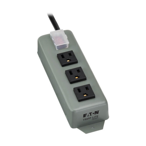 Tripp Lite series Industrial Power Strip, 3-Outlet, 9 ft. (2.7 m) Cord, NEMA 5-15P Plug, Switch Guard