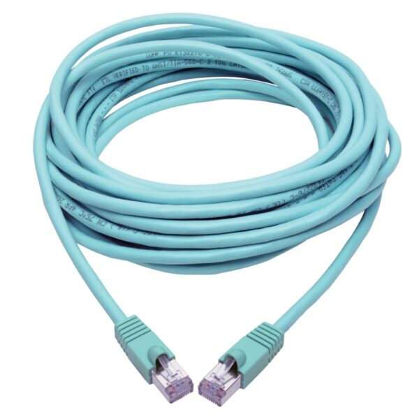 ff56ba18b6e0c38b5d51df9e4d47af36 Tripp Lite series Cat6a 10G Snagless Shielded STP Ethernet Cable (RJ45 M/M), PoE, Aqua, 35 ft. (10.67 m)