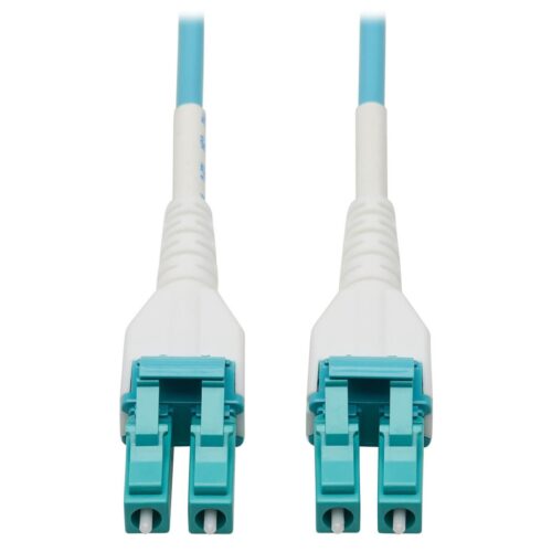 Tripp Lite series 100G Duplex Multimode 50/125 OM4 Armored Fiber Optic Cable (LC/LC Duplex M/M), LSZH, Aqua, 75 m (246 ft.)