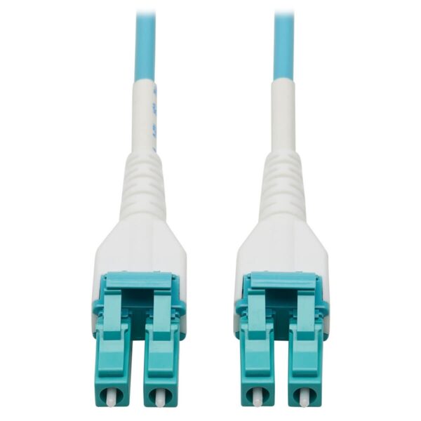Tripp Lite series 100G Duplex Multimode 50/125 OM4 Armored Fiber Optic Cable (LC/LC Duplex M/M), LSZH, Aqua, 50 m (164 ft.)