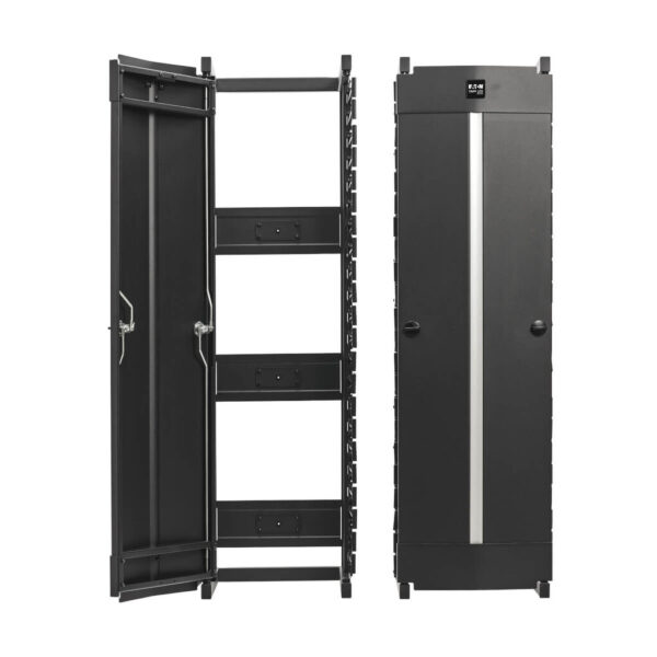 ff8520efd96526e22f43e08d03369b46 Tripp Lite series High-Capacity Vertical Cable Manager - Deep Double Finger Duct with Cover, Single Sided, 12 in. Wide, Black, 7 ft. (2.2 m)