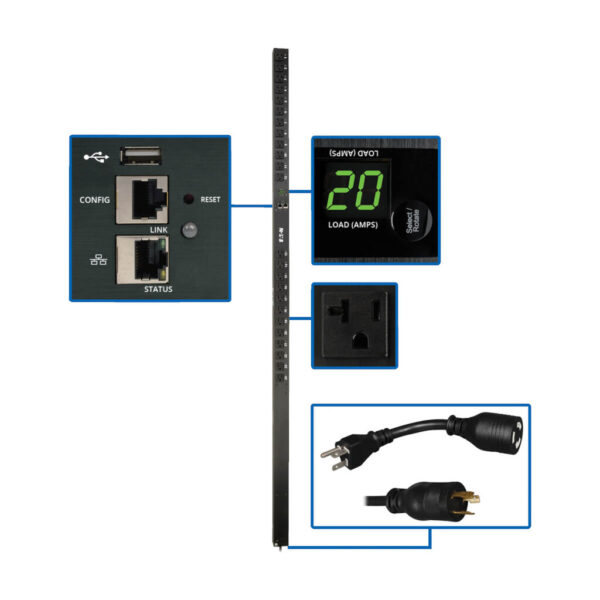 ffa594398440d0414998d10456c8d676 Eaton 1.9kW Single-Phase Switched PDU - LX Interface, 120V Outlets (24 5-15/20R), 10 ft. (3.05 m) Cord with L5-20P, 0U, TAA