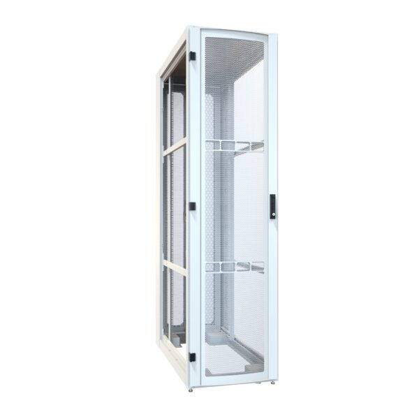 Hammond H1 Series 48U Server Rack Cabinet, 24 in Wide x 48 in Deep, 3000 lb Capacity, Perforated Doors, White, H12448U48WH