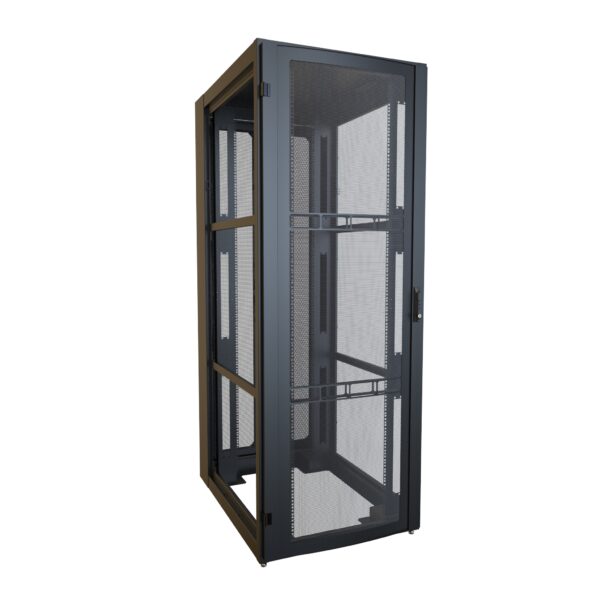 Hammond H1 Series 45U Server Rack Cabinet, 31.5 in Wide x 42 in Deep, 3000 lb Capacity, Perforated Doors, Black, H13145U42BK