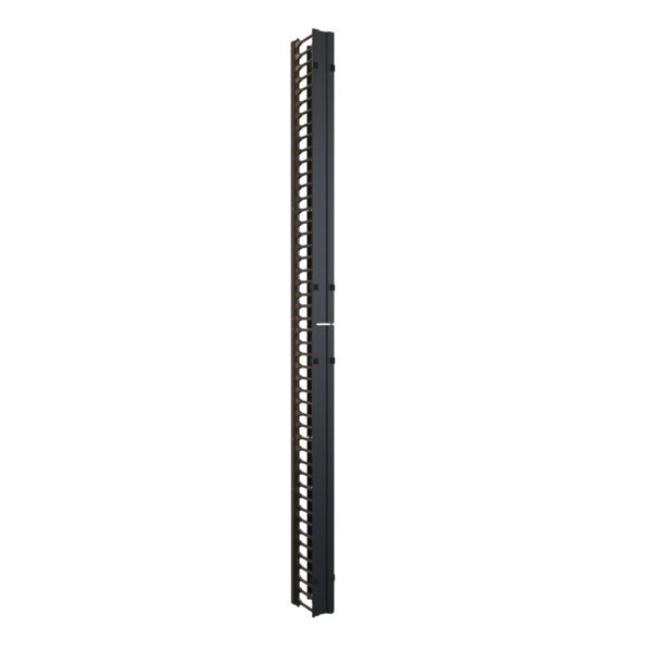 Hammond H1VFM Series 48U Vertical Finger Cable Manager for H1 Server Cabinets, 30 in Wide Cabinet, 7 in Deep, Pair with Cover, Black, H1VFMC3048UBK