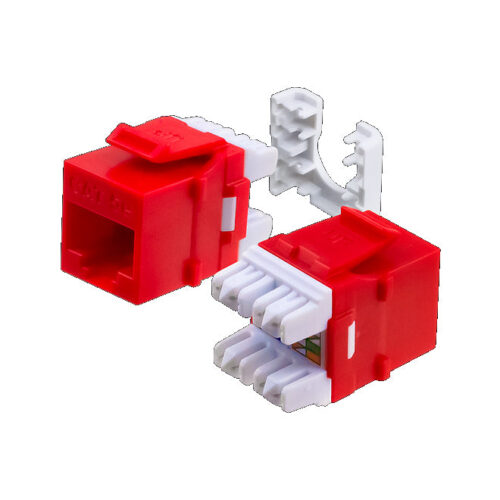 CAT5E, HDJ-Series, UTP, 110-Type, 8P8C (RJ-45), Keystone Jack T568A/B - Red 25-Pack