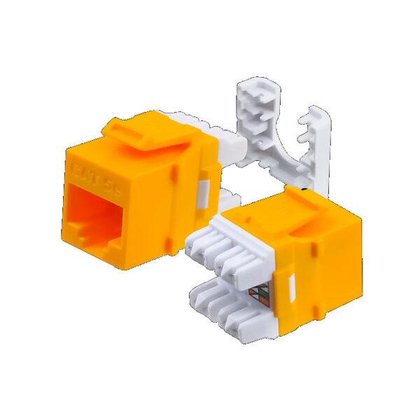 HD-5EKSJYL Image CAT5E, HDJ-Series, UTP, 110-Type, 8P8C (RJ-45), Keystone Jack T568A/B - Yellow 25-Pack