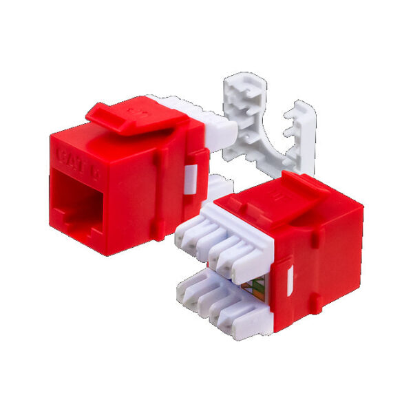 CAT6, HDJ-Series, UTP, 110-Type, 8P8C (RJ-45), Keystone Jack T568A/B - Red