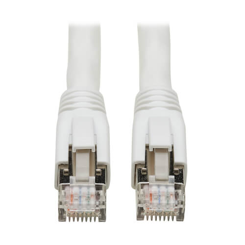 Product Image: N272-F12-WH Tripp Lite series Cat8 40G Snagless SSTP Ethernet Cable (RJ45 M/M), PoE, White, 12 ft. (3.7 m)