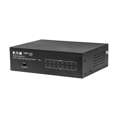 Tripp Lite series 8-Port 10/100/1000 Mbps Desktop Gigabit Ethernet Unmanaged Switch with PoE+, 60W, Metal Enclosure