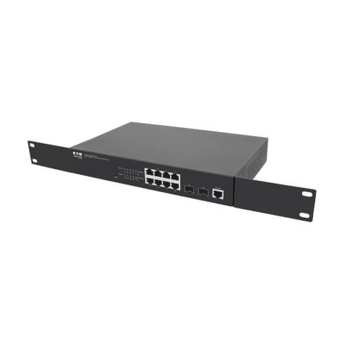 Tripp Lite series 8-Port Managed Gigabit Ethernet Switch with PoE+ - Layer 2, 1 Gbps, 2x GbE SFP Ports, 140W PoE, 1U Rack/Desktop