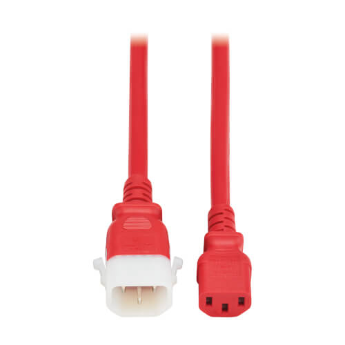 Product Image: P005-E02-ARD-6 Tripp Lite series PDU Power Cords, C13 to P-Lock C14 - Heavy-Duty, 15A, 250V, 14 AWG, 2 ft. (0.6 m), Red, 6 Pack