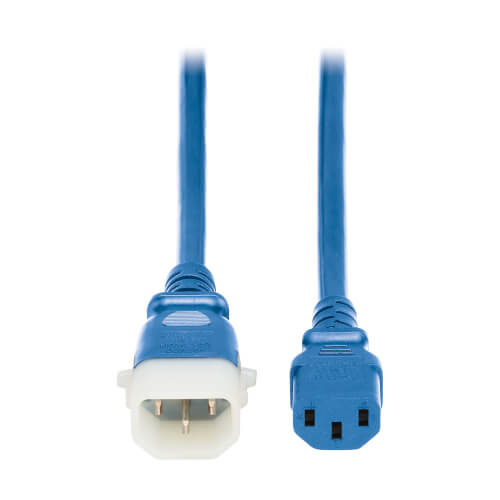 Product Image: P005-E03-ABL-6 Tripp Lite series PDU Power Cords, C13 to P-Lock C14 - Heavy-Duty, 15A, 250V, 14 AWG, 3 ft. (0.9 m), Blue, 6 Pack