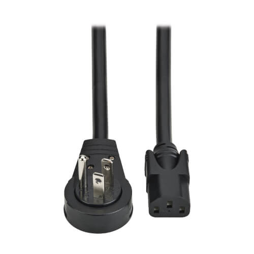 Tripp Lite series Computer AC Power Cable, NEMA 5-15P to C13 - 360-Degree Rotating Right-Angle 5-15P Plug, 15A, 125V, 14 AWG, 6 ft. (1.8 m), Black