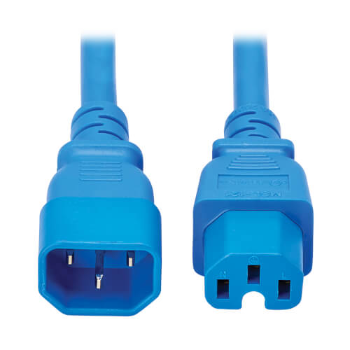 Tripp Lite series Power Cord C14 to C15 - Heavy-Duty, 15A, 250V, 14 AWG, 10 ft. (3.1 m), Blue